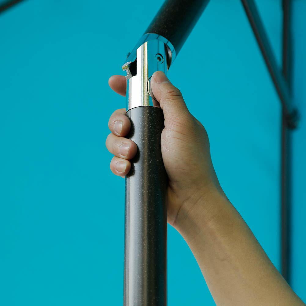 Royalcraft 7.5 Ft Patio Umbrella Outdoor Market Table Umbrella with Push Button Tilt and Crank, 6 Ribs, Polyester Canopy, Turquoise