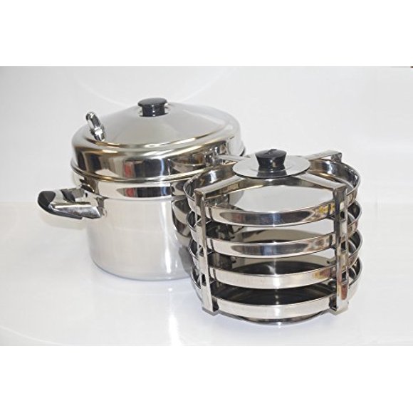 Tabakh 4-Plate Dhokla Stand with Cooker, Stainless Steel