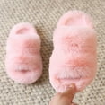 thumbnail image 5 of Hessimy Girl'S Fuzzy Fluffy Slippers Open Toe Cross Band Soft Plush House Slippers Kids Slippers Cow Slippers Toddler Slippers Girl Warm Cool Indoor Shoes For Winter (Pink,26), 5 of 6