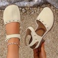 thumbnail image 3 of Rokment Women's Closed Toe Dressy Sandals Vintage Casual Studded Suede Ankle Strap Platform Chunky Block High Heels Clogs Mules Comfortable Orthotic Walking Dress Summer Shoes Beach White Size 7.5, 3 of 5
