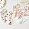 thumbnail image 2 of 5 Pairs Women Ankle Socks Low Cut Thin Sock Lightweight Cute Pattern Color Soft Sock, 2 of 4