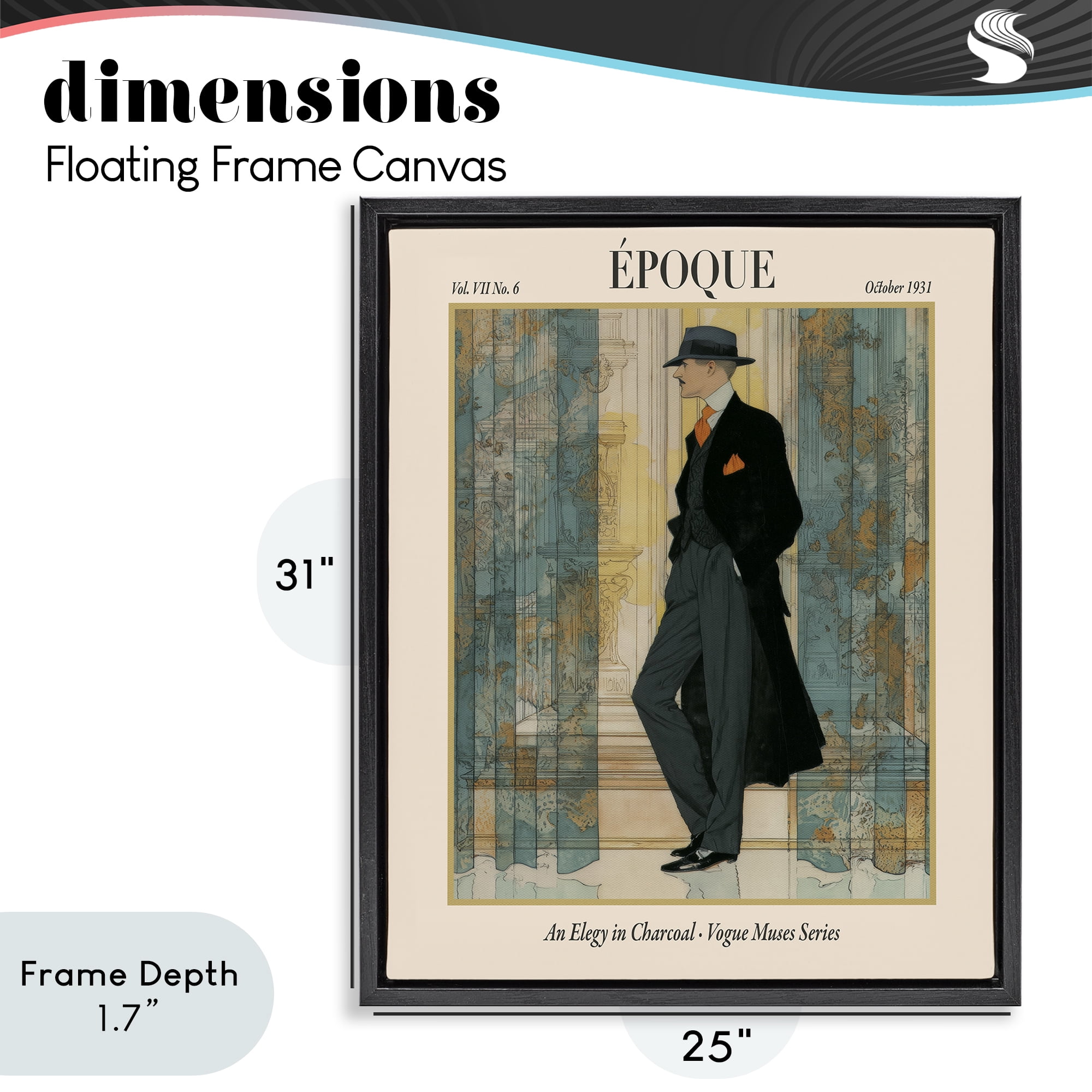 Stupell Industries The Gentleman Magazine Black Framed Floater Canvas Wall Art, design by A Barefoot Stylist