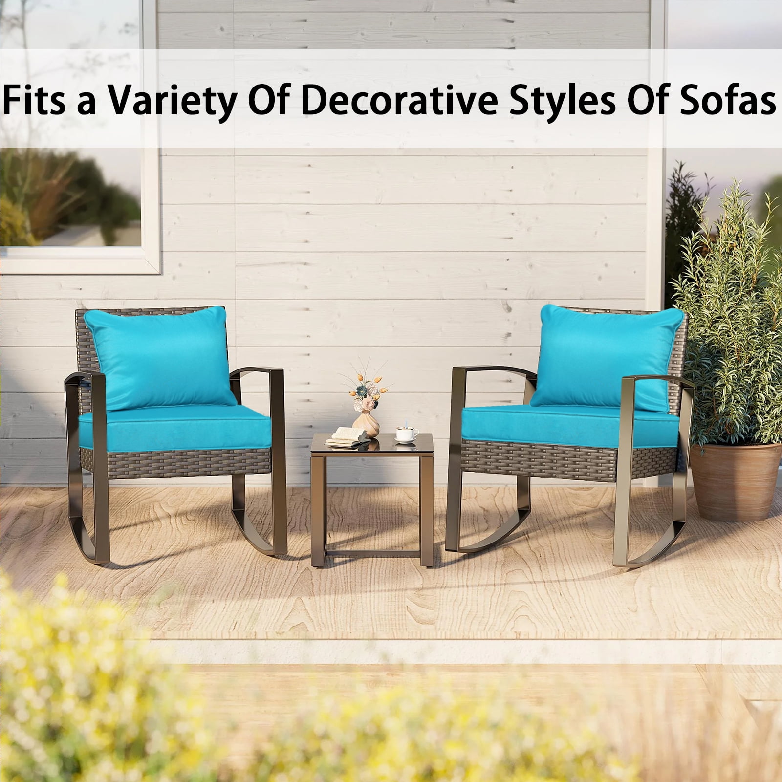 FKS LIFE Patio Cushion Covers Replacement Outdoor Patio Seat Cushion Covers Waterproof Back Cushion Slipcovers 25.6×25.6×3.94inches(4 Pack)