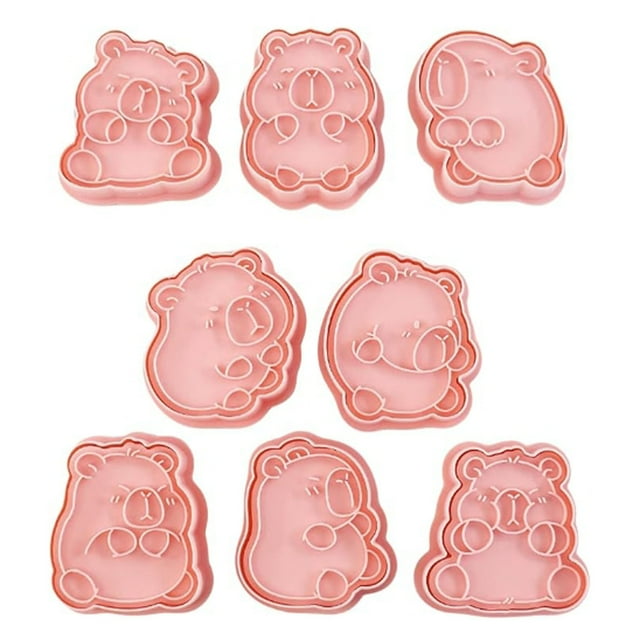 Ensemble de 8 Moules de Dessins Animés de Capybara pour les Passionnés de Pâtisserie avec Design d'Embossage 3D