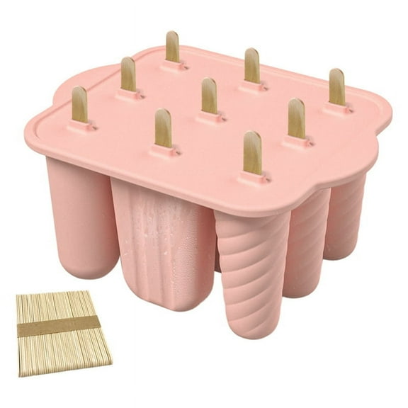 9 Hole Silicone Popsicle Molds Easy-Release Homemade Popsicle Ice Maker with 50PCS Popsicle Sticks D
