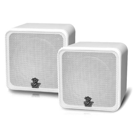 PYLE PCB4WT - 4'' 200 Watt White Mini Cube Bookshelf Speaker In (Best Mini Bookshelf Speakers)