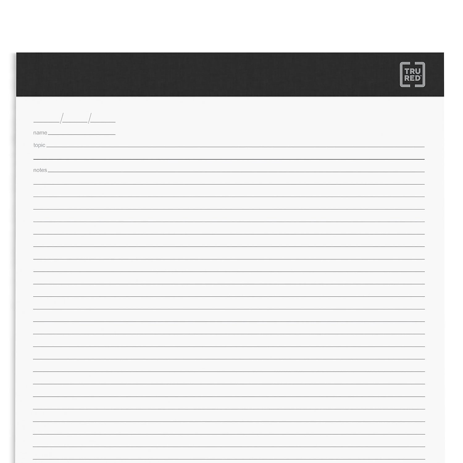 Staples TRU RED Notepads 8.5" x 11.75" Meeting Agenda Format Ruled White 50 Sheets/Pad 12/Carton