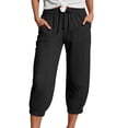thumbnail image 2 of felwors Capris Pants for Women Stretchy Elastic Waist Pocket Shorts Quick Dry Lightweight Casual Athletic Lounge Trousers (Black, S), 2 of 7