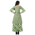 thumbnail image 2 of Moomaya Printed High Low Crop Top Kurti Palazzo Set Ethnic Indian Clothing Set For Womens, 2 of 9