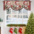 thumbnail image 3 of Christmas Tie Up Valances Curtain, Xmas Santa Poinsettia Holly Bowknot Wood Grain Red Adjustable Rod Pocket Short Window Treatment Tie Up Curtains Valances for Kitchen Living Room Bathroom 54x18 In, 3 of 9