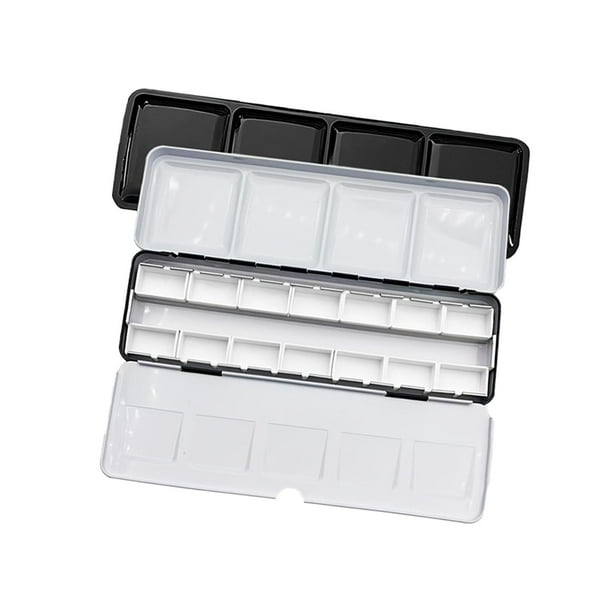 Paleta de acuarela vacía, bandeja portátil para pintar con godets, lata metálica para acuarela 14 sartenes completas