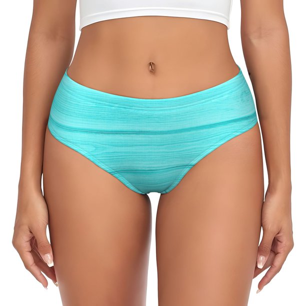 Balery Turquoise Wooden Ropa Interior de Algodón para Mujer con Dibujo – Braguitas Cómodas y Elásticas, Estilo Clásico-4X-Large
