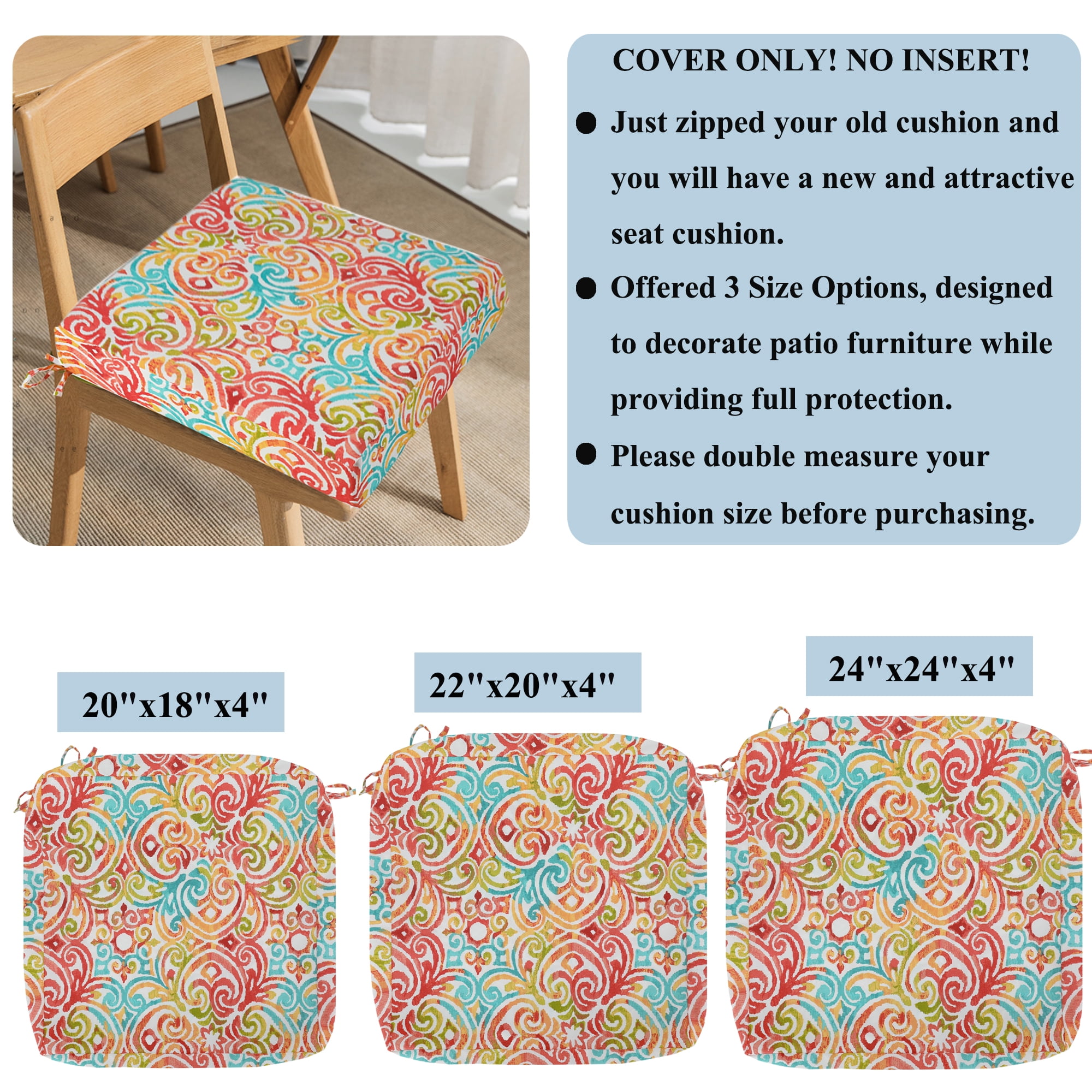 MAGPIE Indoor Outdoor 22" x 20"x 4" Chair Cushion Cover Replacement 2 Pack, NO Insert! Seat Cushion for Patio Garden Chair Sofa Bench Wicker(Corinthian Dapple)