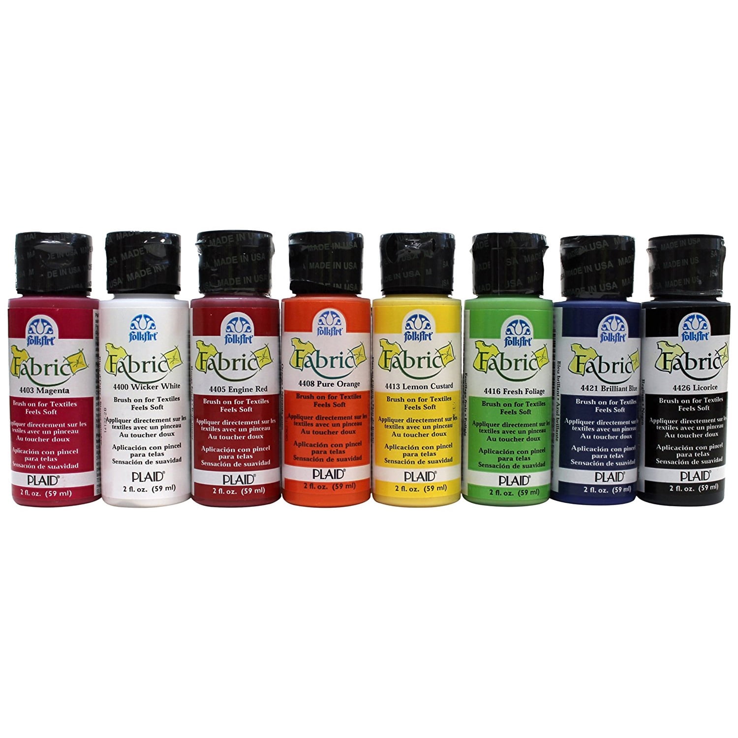 FolkArt Brush on Fabric Paint Beginner Set, 2 fl oz, 8 Colors