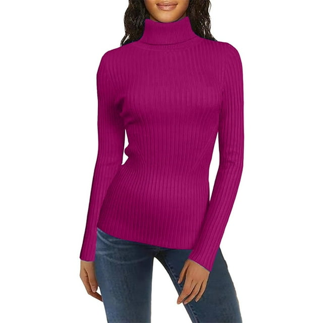 Chandail à Col Roulé pour Femme Chandail Tricoté pour Femme à Manches Longues Court Chandail Ajusté en Tricot Chandail d'Hiver, Chandail à Col Roulé pour Femme TP