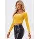 thumbnail image 3 of Disfraz de navidad Top corto de terciopelo con hombros descubiertos y manga larga para mujer Amarillo XL, 3 of 6