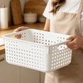 thumbnail image 6 of Plastic Storage Baskets,Storage Baskets for Shelves with Handle,Stackable Plastic Storage Baskets for Organizing,Organizer Bins,Organizer Containers Baskets for Cabinet,Closet, Office,White, 6 of 8