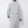 thumbnail image 5 of Bcresic Mens Fleece Robe Plush Color Block Bathrobe Knee Length Loungewear Long Sleeve Nightwear Soft Warm Sleepwear Belted with Pocket Winter Spring Clothes,02-Gray,One Size, 5 of 7