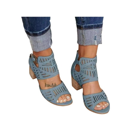 

Womens Block Heel Gladiator Sandal Party Dress Open Toe Shoes