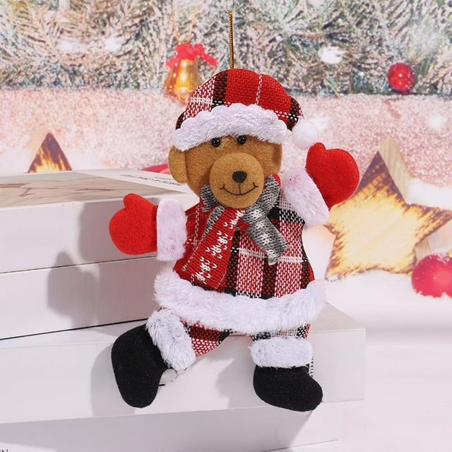 KTTECTOA Pendentifs de Sapin de Noël Pendentifs Figurine en Tissu de Noël Carreaux Rouges Père Noël Dansant Bonhomme de Neige Poupée Pendentifs Adaptés à la Décoration de Noël Liquidation Maison Canada Days Déco de Noël