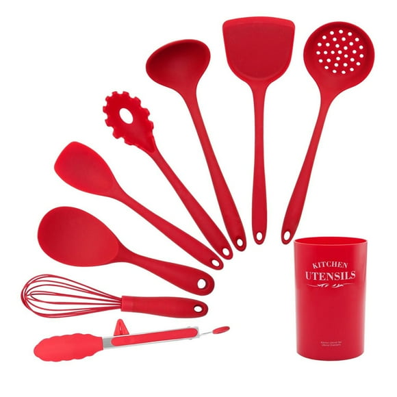 GymChoice 9Pcs Silicone Kitchen Cooking Utensils Set, Heat Resistant Kitchen Utensils, Spatula, Spoon, Blend Stick, Dishwasher Safe Kitchen Utensil Gadgets Tools Set for Nonstick Cookware