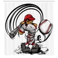 thumbnail image 3 of Ambesonne Teen Room Shower Curtain, Cartoon Player, 69"Wx70"L, Grey Red White, 3 of 3
