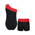 thumbnail image 2 of inhzoy Kids Girls 2Pcs Dance Leotard Outfits Ballet Gymnastic Leotard and Shorts Set Black&Red 6, 2 of 7