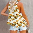 thumbnail image 4 of Womens Summer Tops, Women's Flowy Tank Tops Daisy Print Camis Sleeveless Crew Neck Casual Shirts Loose Fitting Blouses, 4 of 5