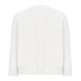 thumbnail image 3 of DDAPJ pyju Women's 3/4 Sleeve Cropped Cardigan Sweaters Basic Solid Open Front Bolero Short Shrugs Lightweight Knit Jacket White M, 3 of 6