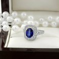 thumbnail image 2 of HeartsAndYou 4ct Natural Blue Sapphire Split Band Double Halo Ring 100% 14k SOLID White Gold, 2 of 9