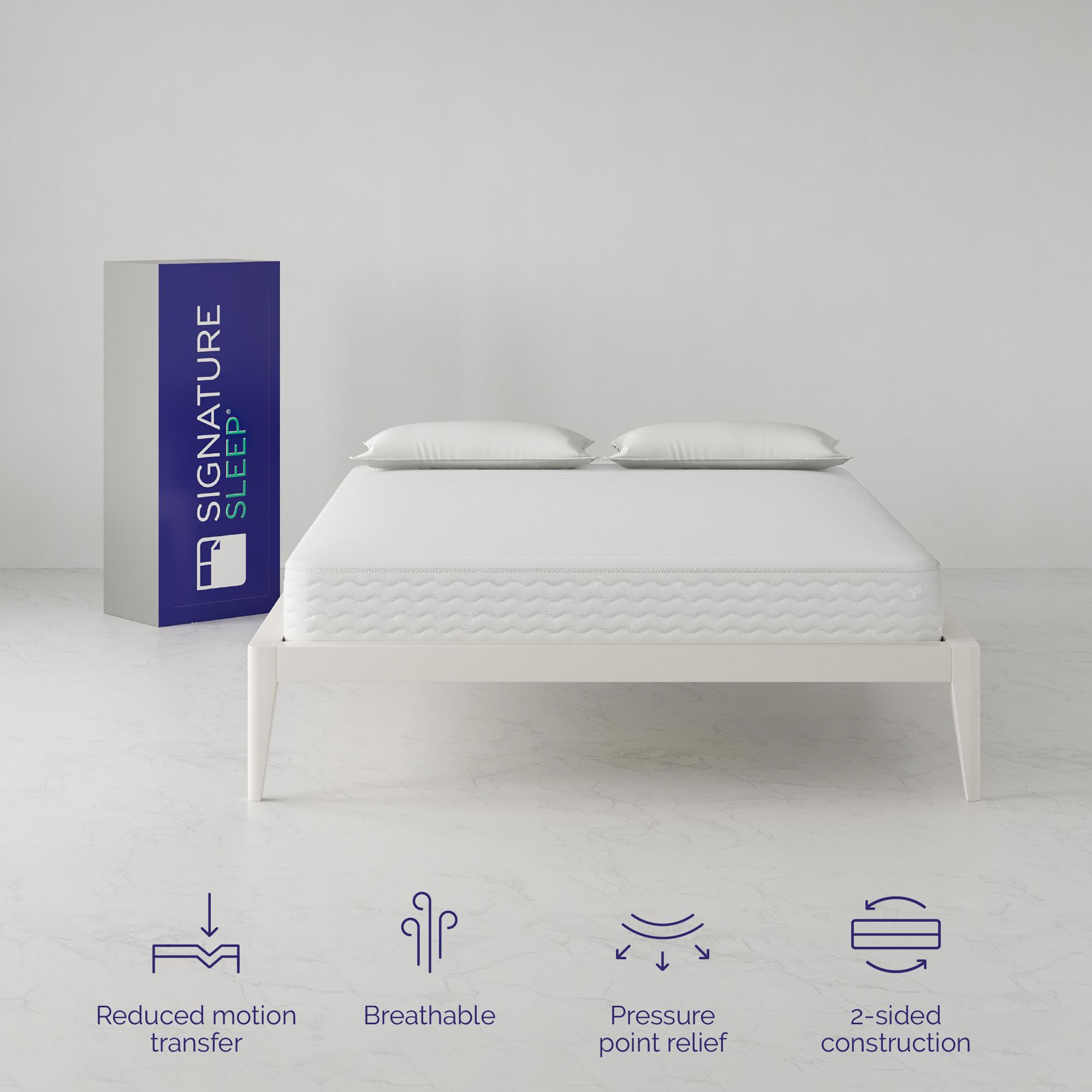 Signature Sleep Contour 8" Reversible Mattress, Independently Encased Coils, Bed-in-a-Box, Made in Italy, Full
