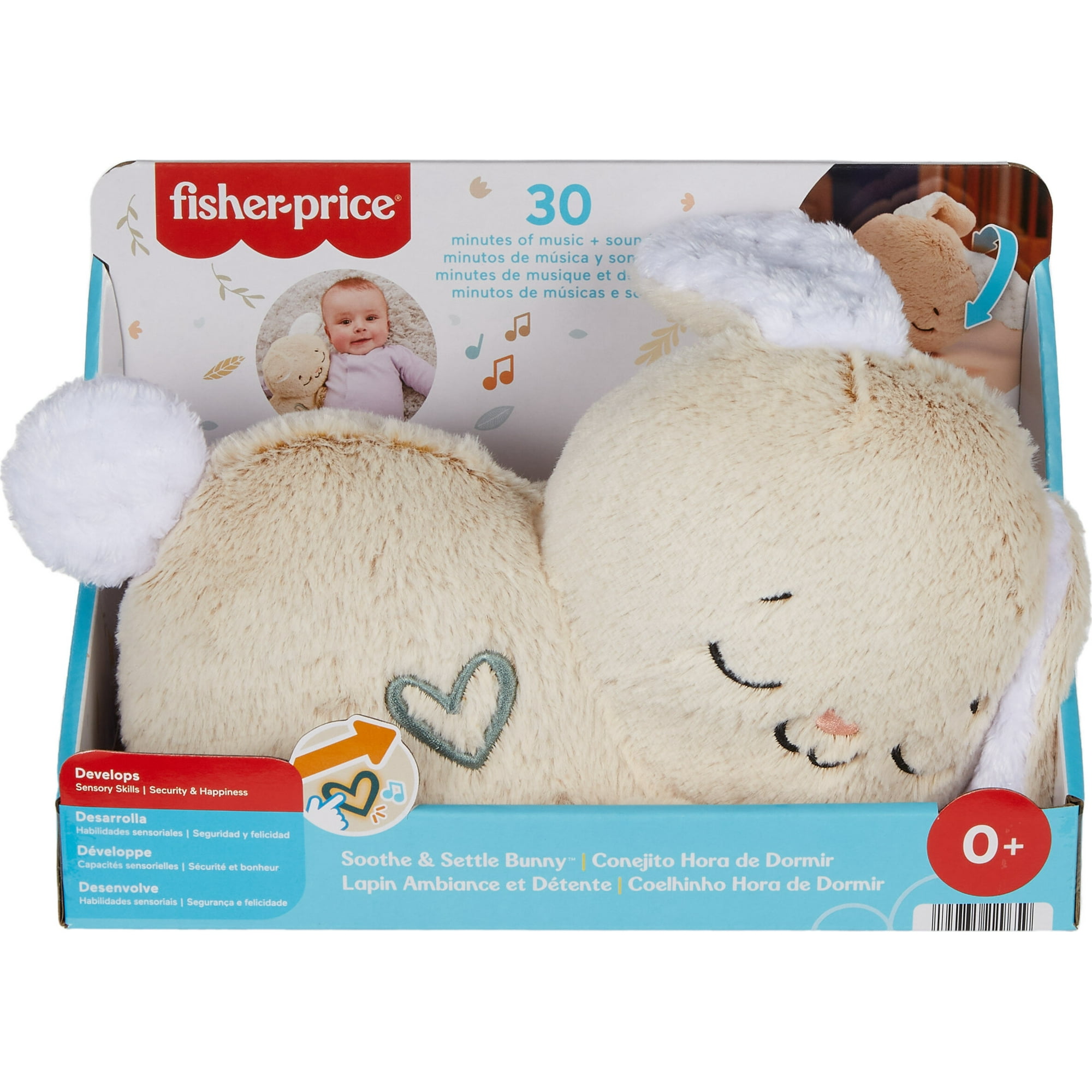 Fisher-Price Soothe & Settle Bunny Plush Baby Infant Toy & Sound Machine with Motion, Multicolor