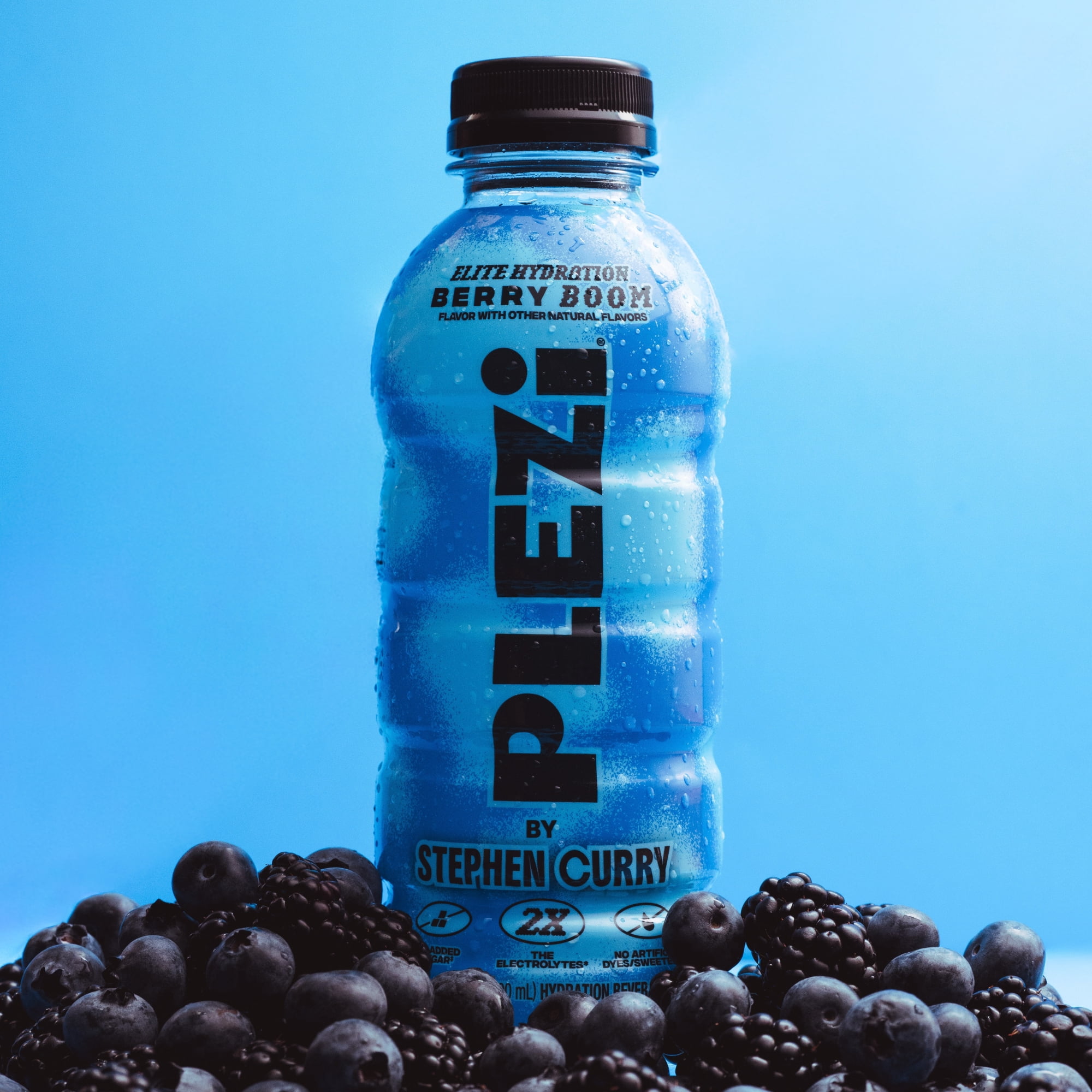 PLEZi Hydration Berry Boom Sports Drink, No Added Sugar, 2X Electrolytes & 560mg Potassium, Made with Real Juice, 16.9 fl oz Bottles, 12 Pack