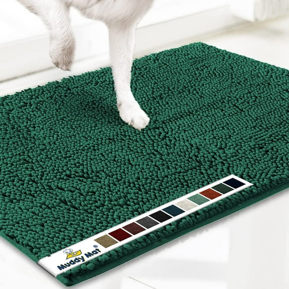 Muddy Mat® AS-SEEN-ON-TV Tapete para puerta y alfombra para mascotas de microfibra altamente absorbente, área lavable gruesa antideslizante y tapete de baño de chenilla suave para cocina, baño, dormit