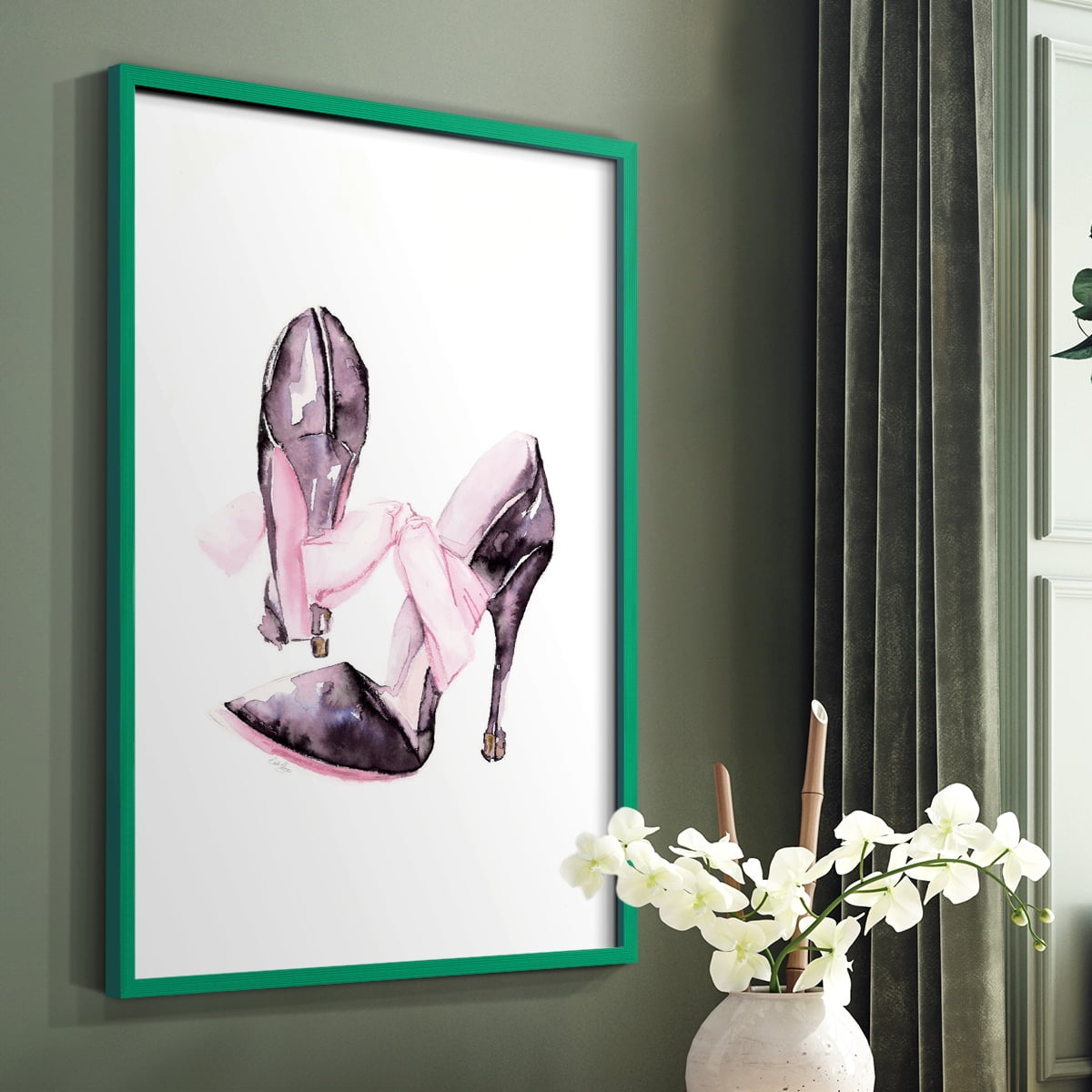 Bow Stilettoes in Paper Solid Wood 11 x 14 Framed Print