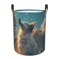 thumbnail image 1 of Balery Starry Sky Cloud Wolf Cesta de ropa redonda con asas, impermeable, independiente, para ropa, juguetes, dormitorio y familia-Medium, 1 of 6
