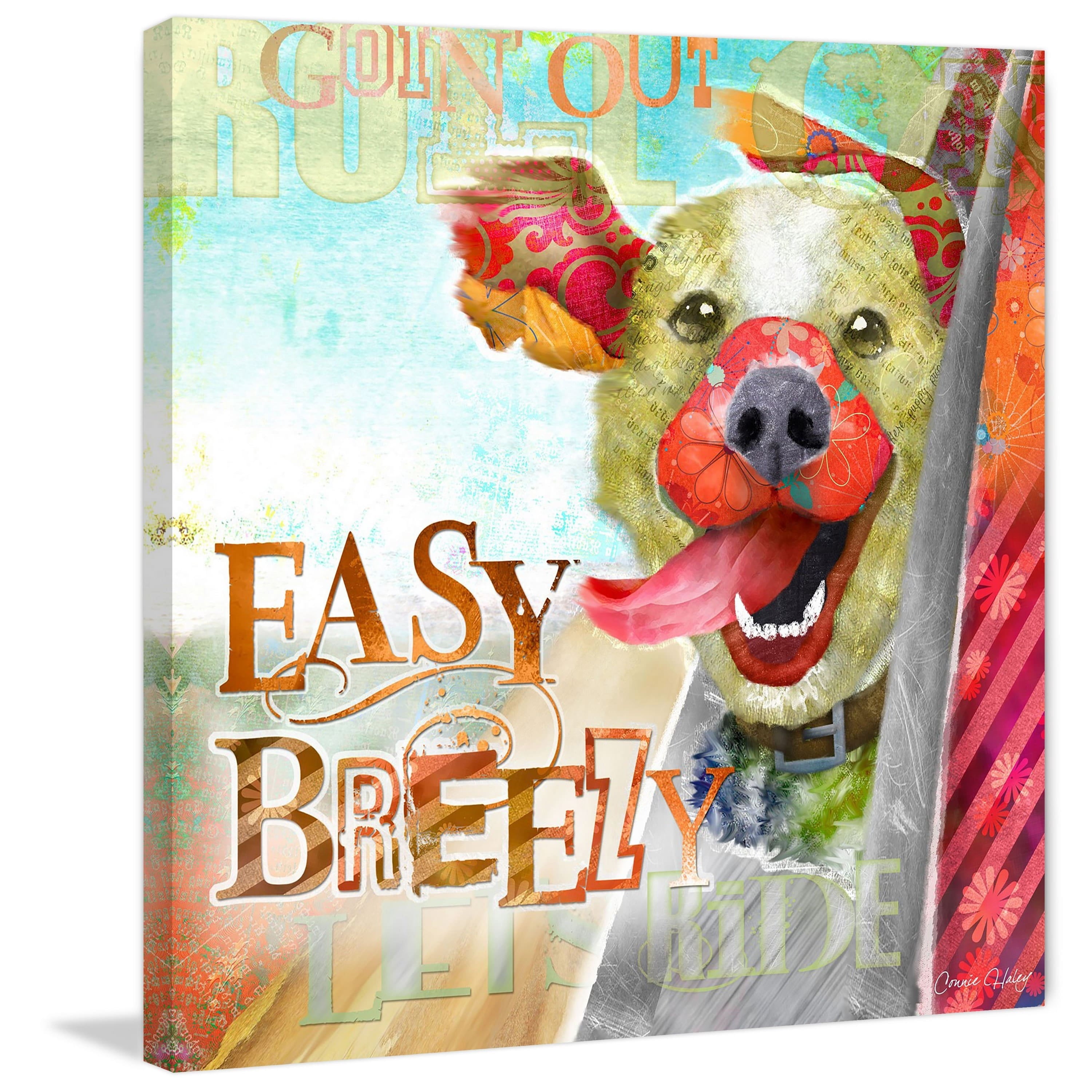 Marmont Hill - "Breezy Dog" by Connie Haley Painting Print on Wrapped Canvas