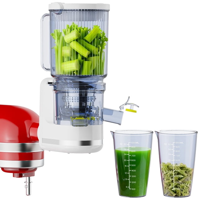 Masticating Juicer Attachment for KitchenAid Stand Mixer, 4.9" Large Feed Chute Fit Whole Vegetables & Fruits, Slow Cold Press Juicer Includes 2 * 32