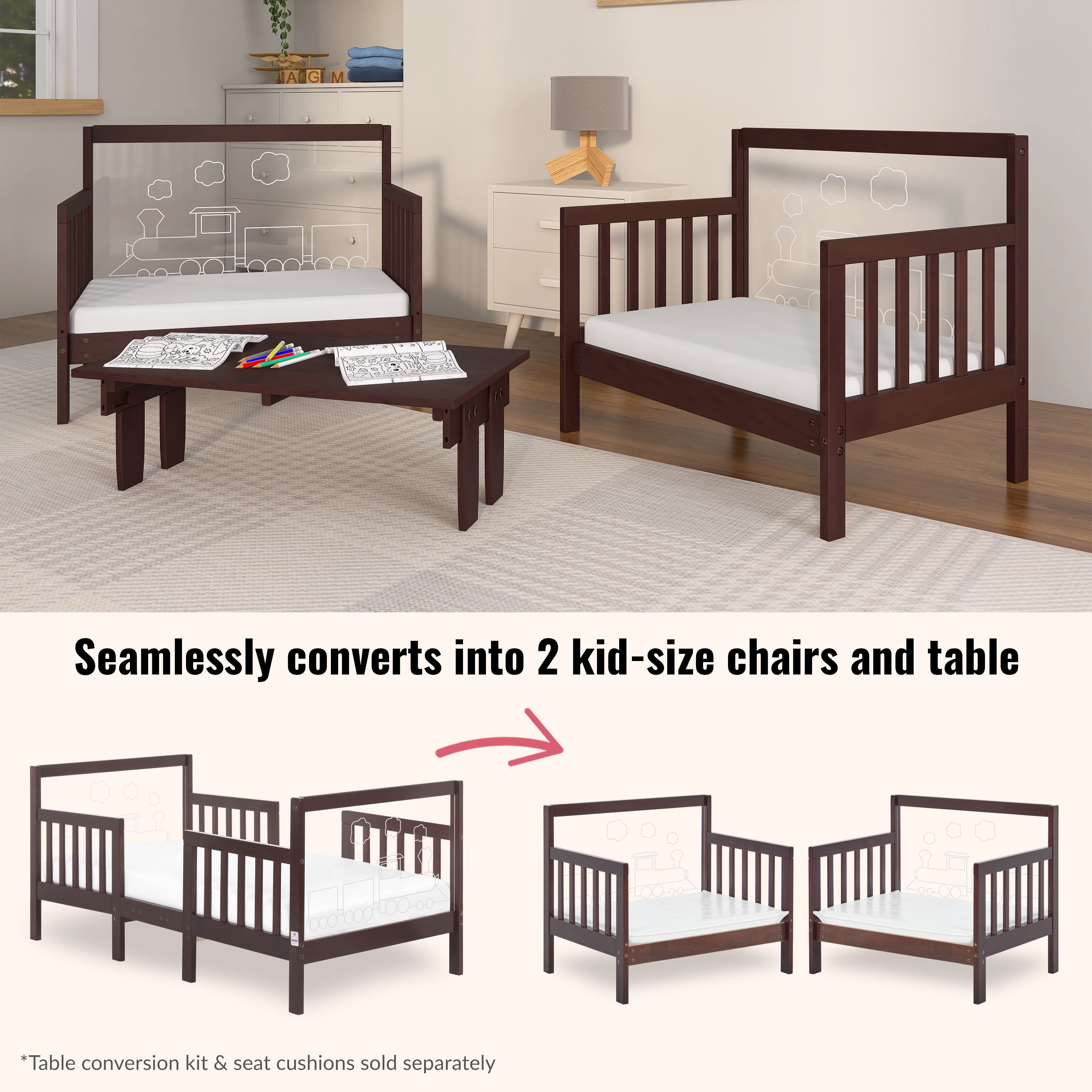 Dream On Me Polar Express Toddler Bed in Espresso