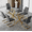 71" Table+6 Gray Chairs(Gold), variant on LUFTUT 71" Glass Dining Table Set for 6, Modern Dining Room Table with Gold Metal Legs and 6 Faux Leather Upholstered Chairs, Rectangle Dining Table for Kitchen and Dining Room