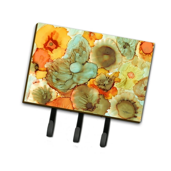 Abstract Flowers Teal and Orange Leash or Key Holder