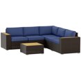 thumbnail image 1 of CoSoTower 6 Pieces Outdoor Rattan Patio Furniture Set with Corner Sofa, Wood-Plastic Coffee Table, Navy Blue, 1 of 7