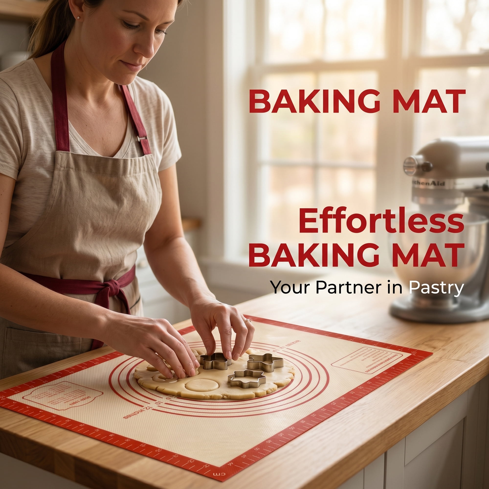Unique Bargains Silicone Pastry Non Stick Baking Mat with Measurements Red A 16"x20"
