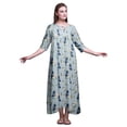 thumbnail image 1 of Bimba Bleu Lavande Clair Floral et Rose Blanche Maxi Vêtements de Nuit pour Femmes Été Chemises de Nuit Imprimées Moyen, 1 of 5