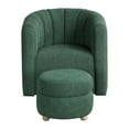 thumbnail image 2 of Noa Swivel Chair and Ottoman- Channel Tufted Curved- Sea Green Boucle, 2 of 6
