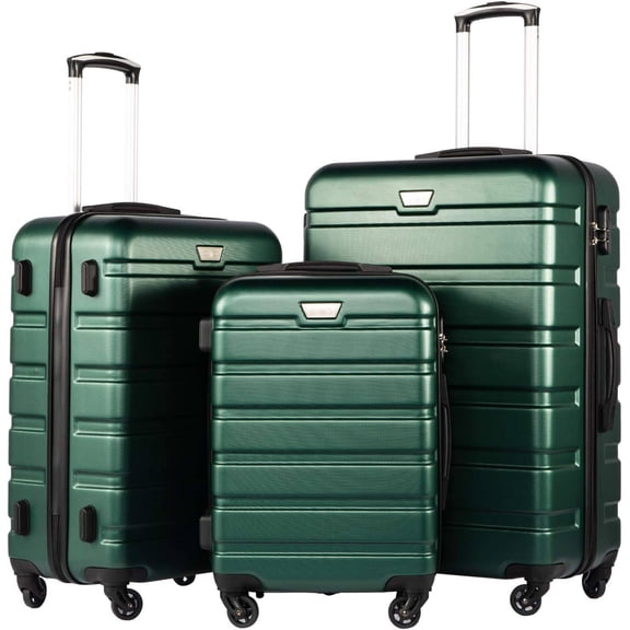 Luggage 3 Piece Set, Lightweight Hardshell Suitcase set with 360° Spinner Wheels, TSA-approved Lock, Checked Family Travel Luggage sets, 20/24/28 Inch, Dark Green