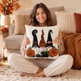 thumbnail image 4 of Pandiboks 18x18in Decorative Pillow Covers Halloween Couch Pillow Covers Multicolor Square Witch'S Hat Linen Autumn for Den、Outdoor, 4 of 5