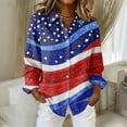 thumbnail image 2 of Domzest Womens Usa 250th Anniversary Shirt 4th Of July Graphic Shirts Patriotic V Neck Long Sleeve Butoon Down Tshirts Deep Red S, 2 of 5