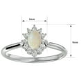 thumbnail image 5 of SuperJeweler 2/3 Carat Oval Shape Created Opal and Halo Diamond Ring In Sterling Silver For Women, 5 of 6