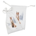 thumbnail image 2 of Fox Fabric Pouch Set of 2, Fine Art Winter Design Watercolor Drawing of Animal, Small Drawstring Bag for Toiletries Masks and Favors, 9" x 6", Blue Grey Burnt Orange, by Ambesonne, 2 of 2